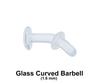 1.6mm Glass Piercing Curved Bar with Clear O-ring